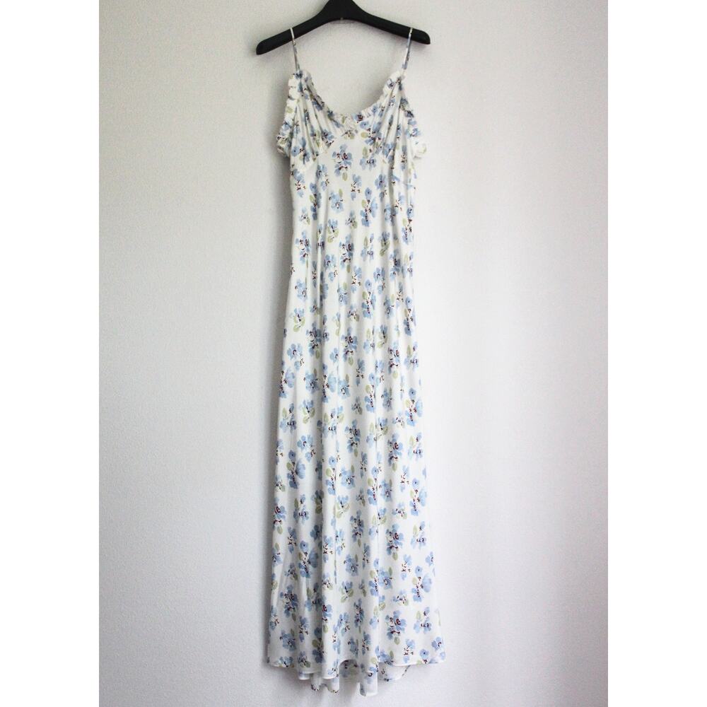 Doen Sandia Floral Ruffle Silk Blend Twill Midi Dress, New, Size 4 - Picture 2 of 13
